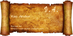 Vas Andor névjegykártya